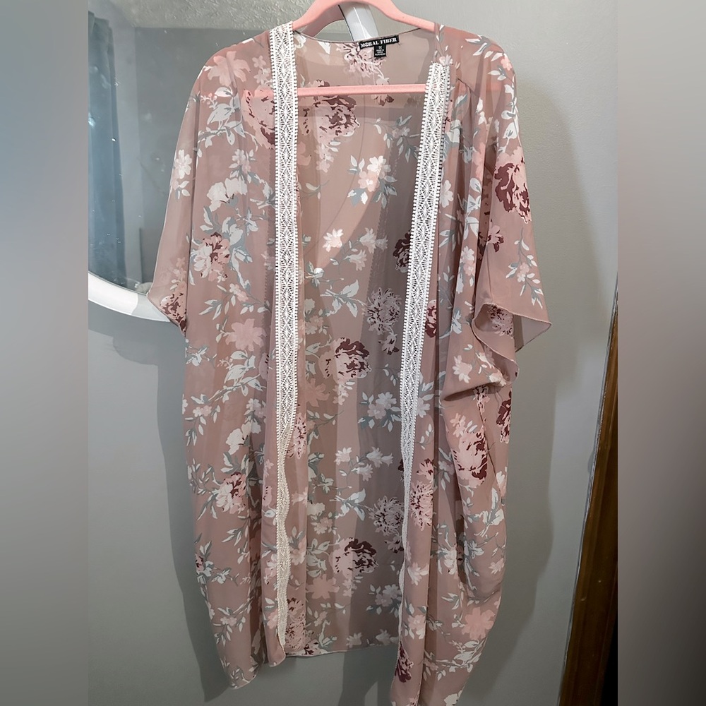 Moral Fiber lightweight pink cardigan/kimono